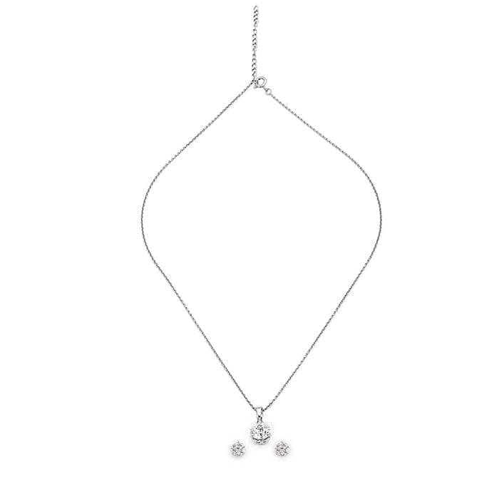 Silver Solitaire Dream 6 mm Earrings with 8 mm Pendant Set view 5