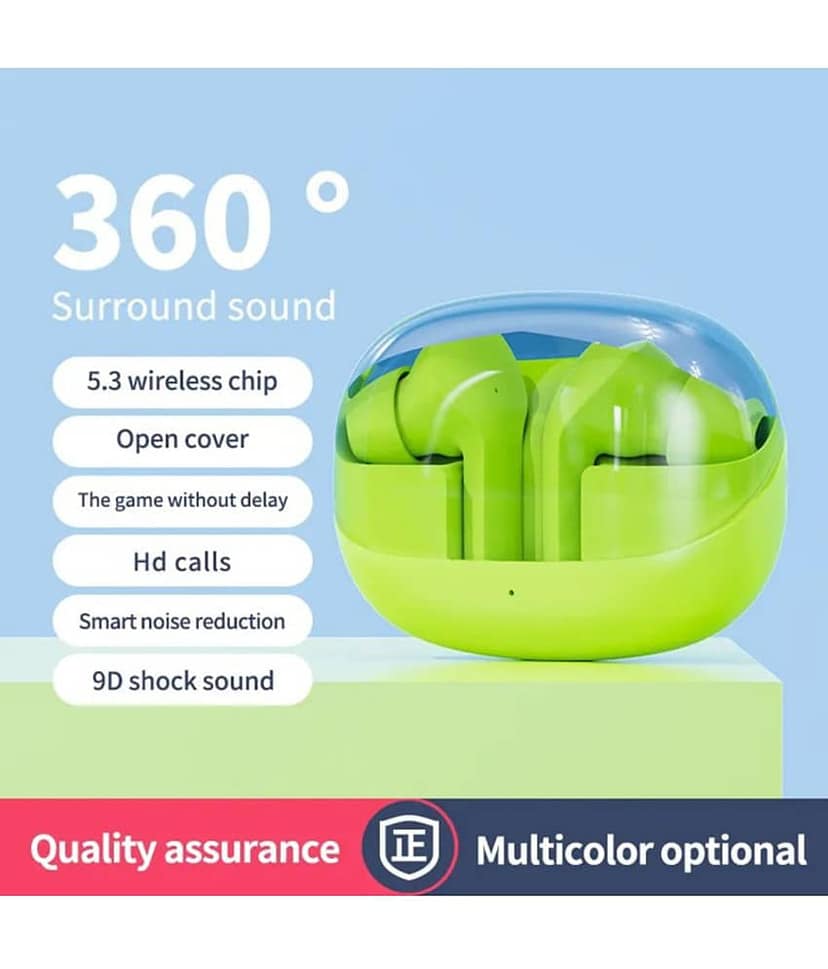 VERONIC G2 Transparent Bluetooth True Wireless (TWS) In Ear 24 Hours Playback Fast charging,Powerfull bass IPX4(Splash & Sweat Proof) Green view 2