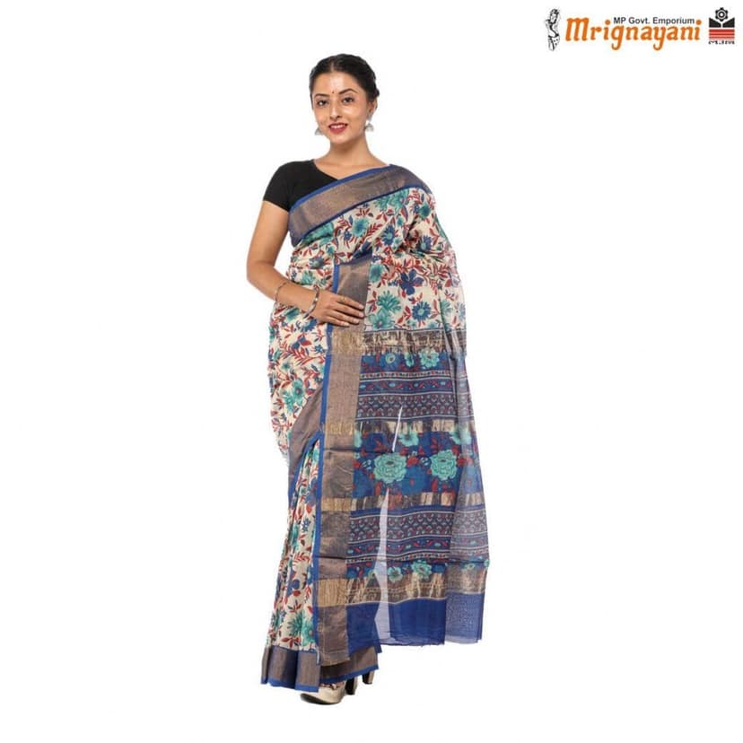 HANDLOOM CHANDERI SILK SAREE WITH BLOUSE (SKU - 3N0101080622 , SAREE - 1222) view 2
