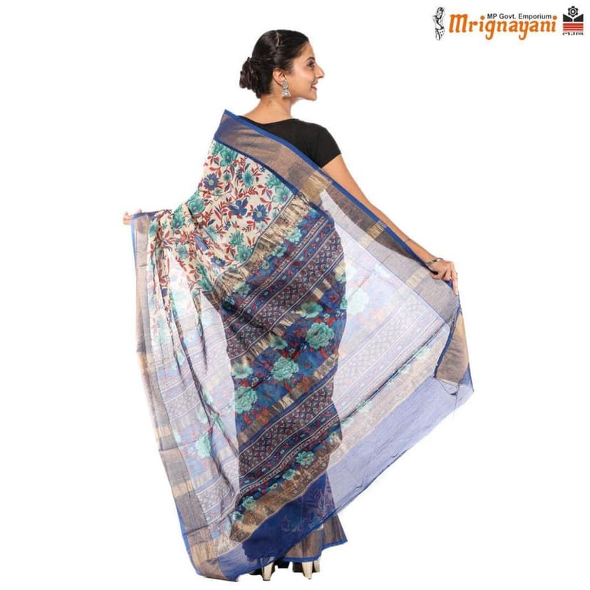 HANDLOOM CHANDERI SILK SAREE WITH BLOUSE (SKU - 3N0101080622 , SAREE - 1222) view 4