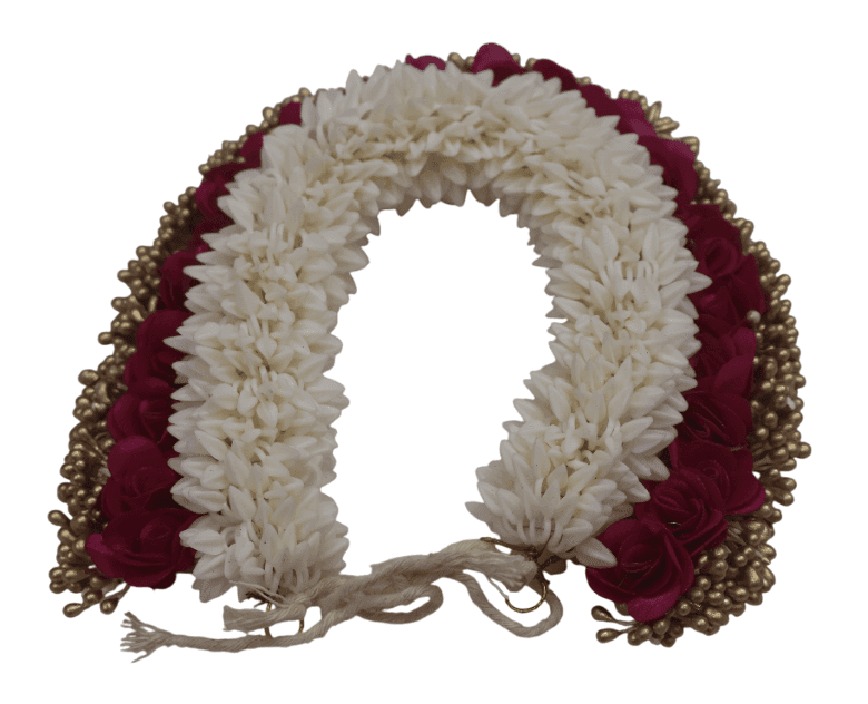 Artificial Flower Hair Accessory - White & Maroon view 4