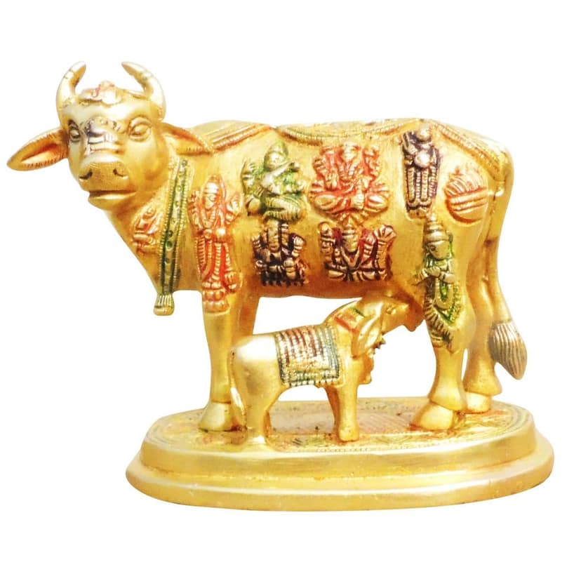 Brass Cow & Calf Idol - Artistic Handcrafted Work, Height : 5.5 Inch (BSMAS984 A) view 2