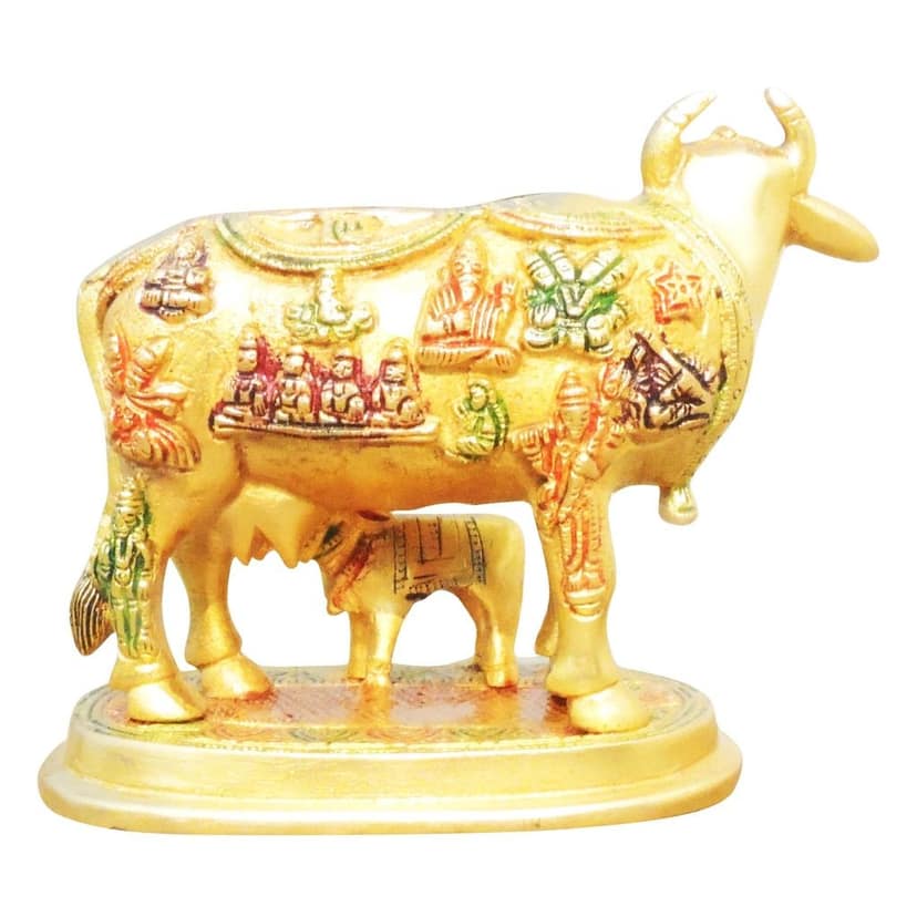 Brass Cow & Calf Idol - Artistic Handcrafted Work, Height : 5.5 Inch (BSMAS984 A) view 3