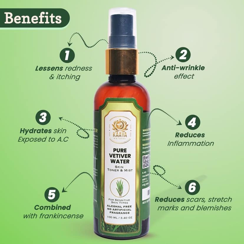 Kaaya Natural Vetiver Water Toner & Mist (Khas Water) 100ML Bottle (BUY 1 GET 1 FREE) view 3