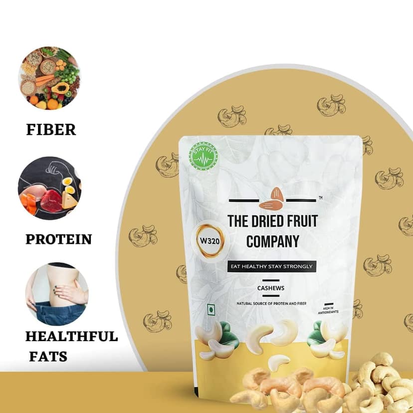 THE DRIED FRUIT COMPANY Cashews Natural Cashew Kaju Kaaju Cashew Nut Unsalted Cashew Whole Cashews In Fresh Dry fruits Nutritious Delicious 250g Pack of 1 view 4