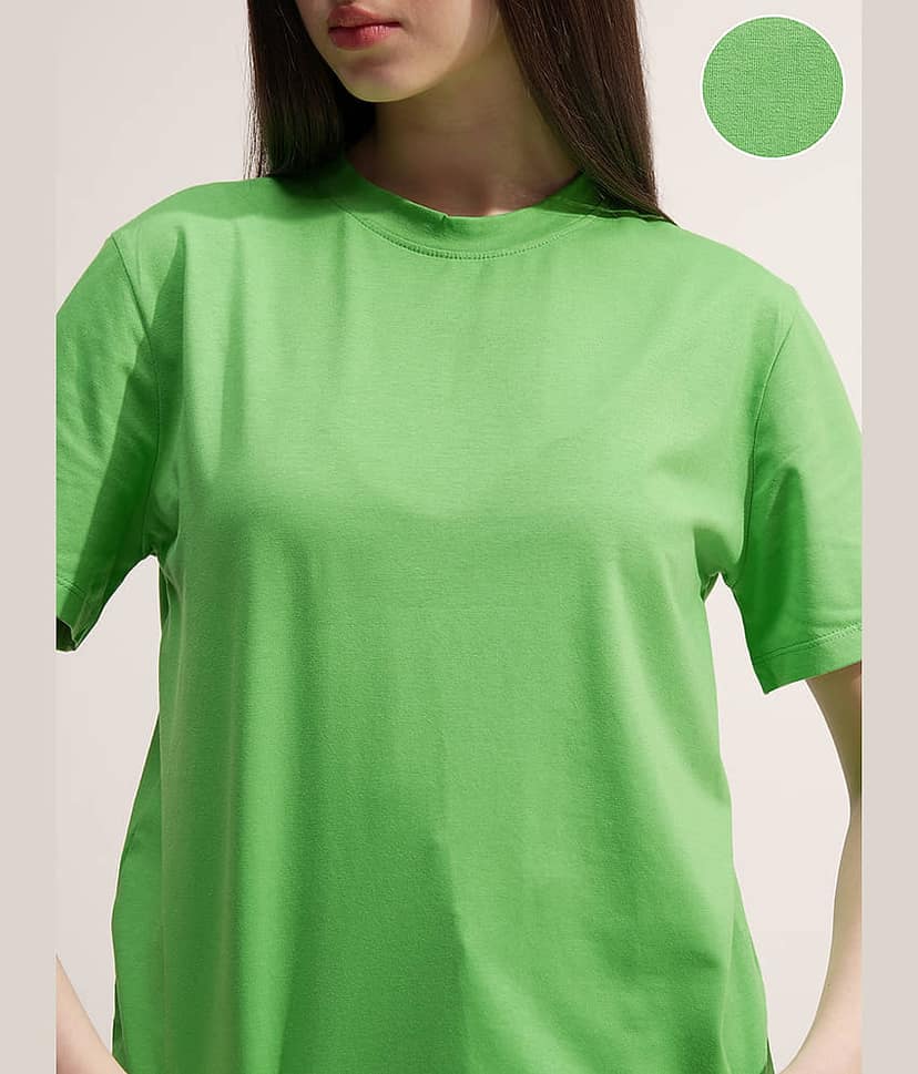 Tokyo Talkies Women Cotton Blend Regular Fit Round Neck T-Shirt ( Green ) view 5
