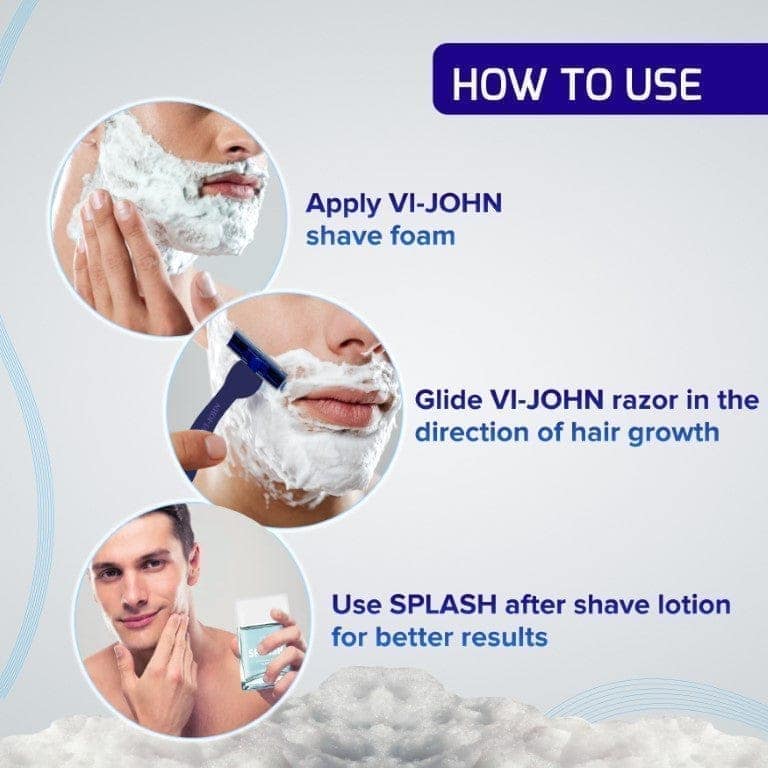 VI-JOHN Shaving Foam For All Skin Types With Tea Tree Oil, Menthol, Vitamin E & Anti Bacterial Formula (Pack Of 2 - 800 G) view 8