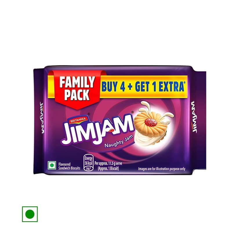 Britannia Treat Jim Jam Sandwich Cream Biscuits - Buy 4 Get 1 Free