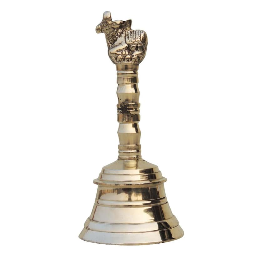Brass Pooja Hand Bell, Nandi Ghanti, Height : 3.2 Inch (FMAS681 A) view 2