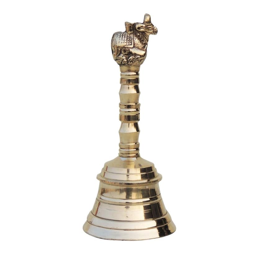 Brass Pooja Hand Bell, Nandi Ghanti, Height : 3.2 Inch (FMAS681 A) view 3