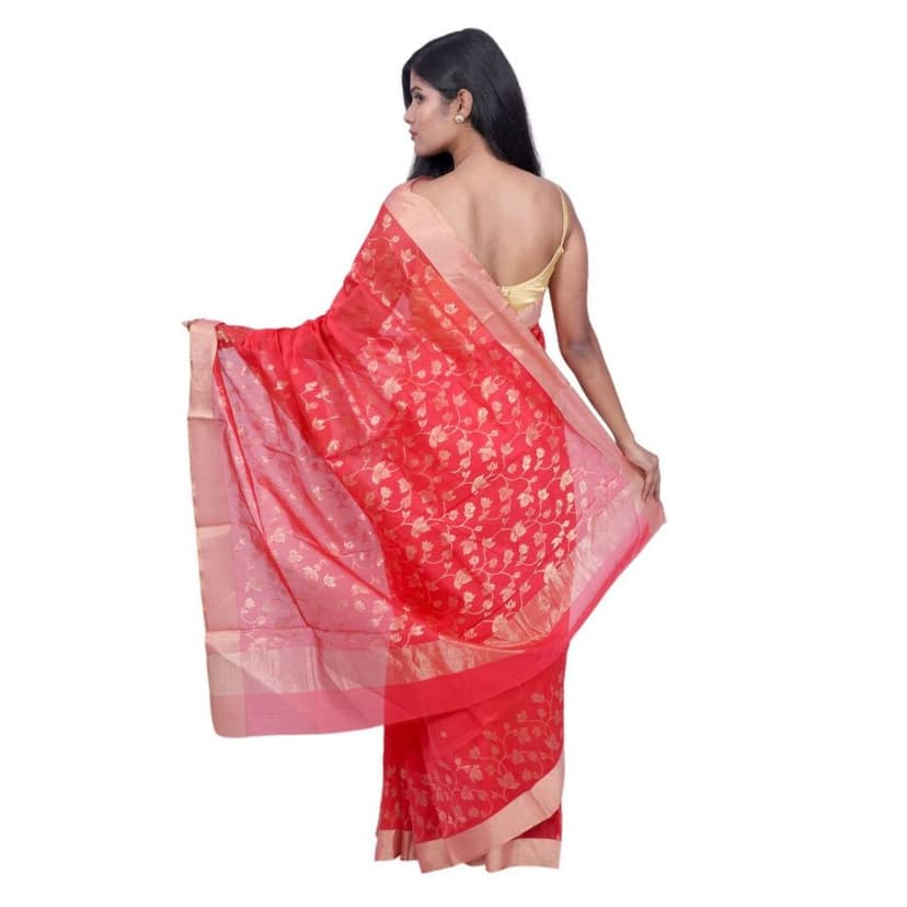 HANDLOOM CHANDERI SAREE- MERCERISED(COTTON+SILK MIX) WITH BLOUSE (SKU - 1SC103041219 SAREE- 71) view 4