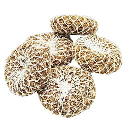 Premium Quality 5 Vetiver (Khus) Bath Scrubber with Plastic Free Cotton Cover view 3