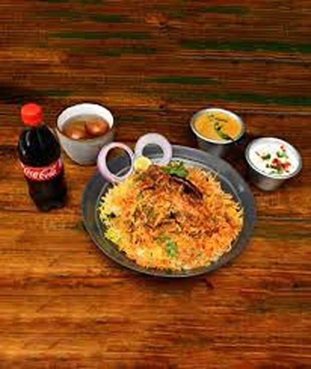 Veg biryani with cold drinks