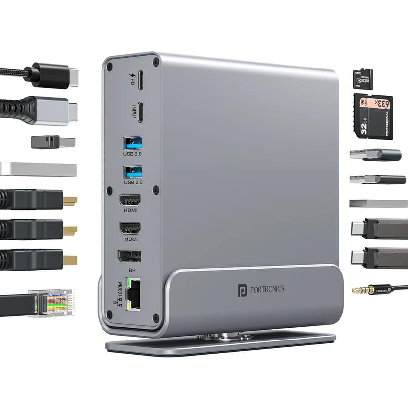 Portronics Mport Vault Pro 9-in-1 USB-C Multiport Hub with HDMI, USB 3.0 & PD Charging - Grey