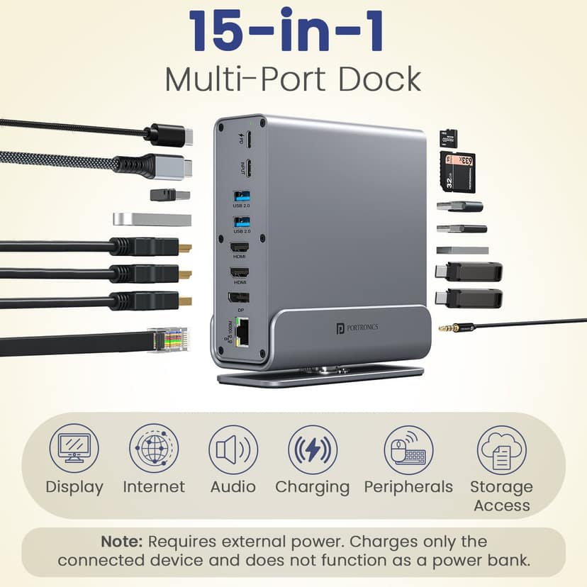 Portronics Mport Vault Pro 9-in-1 USB-C Multiport Hub with HDMI, USB 3.0 & PD Charging - Grey view 2