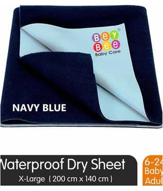 BeyBee Waterproof Bed Protector Sheet (X-Large (200cm X 140cm), Navy Blue)