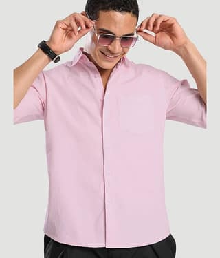 IVOC 100% Cotton Regular Fit Solids Full Sleeves Men's Casual Shirt - Pink ( Pack of 1 )