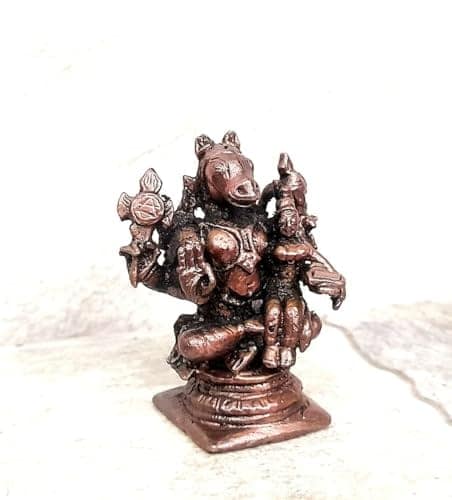 Searchers Paradise - Copper Idols of Lakshmi varahar,2.5 inches, Copper Handmade 60 Grams, Patina Antique Finish, Pack of 1 Piece view 2
