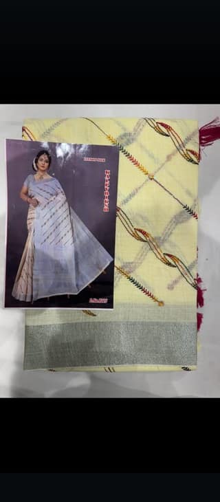 Elegant Cream Saree with Silver Border & Embroidery