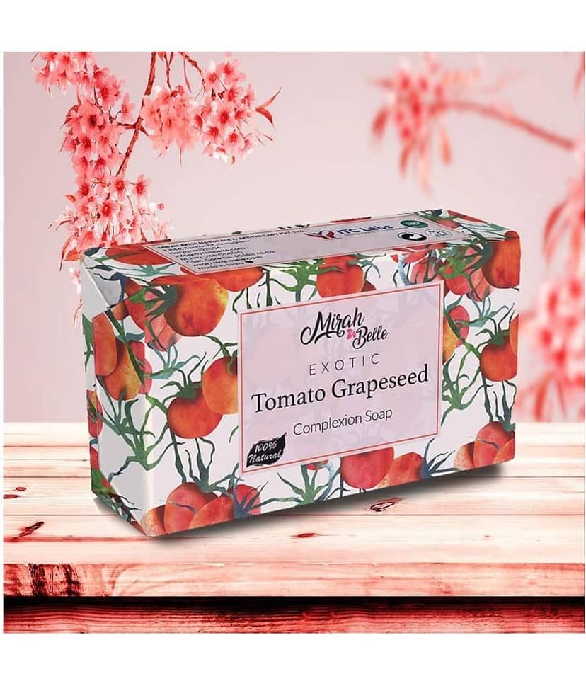 Mirah Belle - Organic Tomato Grapeseed Soap 125gm -For Dull, Pigmented & Blemished Skin- Handmade Soap
