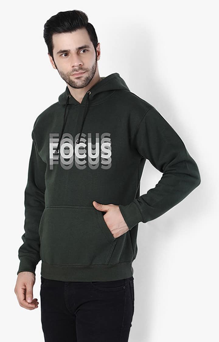Men's Green Fleece Printed Hoodies view 2