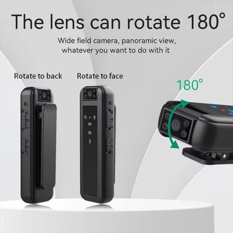 AUSHA Mini Body Worn Camera HD | Infrared Night Vision, 180° Rotatable Lens, Portable Clip Camera | Security, Cycling & Personal Safety view 7