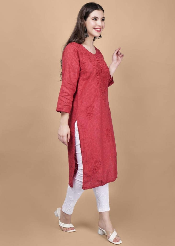 Braso Cotton Hand Embroidered Chikankari Work Kurta view 3