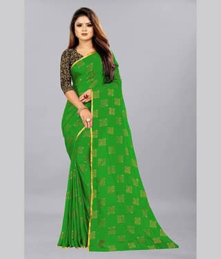 Rhey Chiffon Printed Saree With Unstitched Blouse Piece ( Grey )