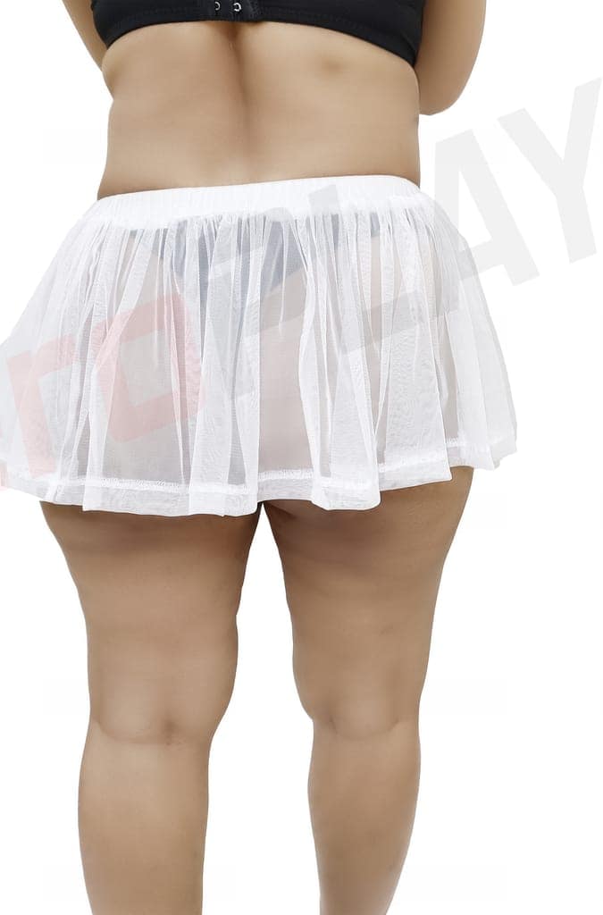 Girls and Women Casual, Beach, Swim, Honeymoon and Club Wear Transparent White See Through Micro Skirt view 4
