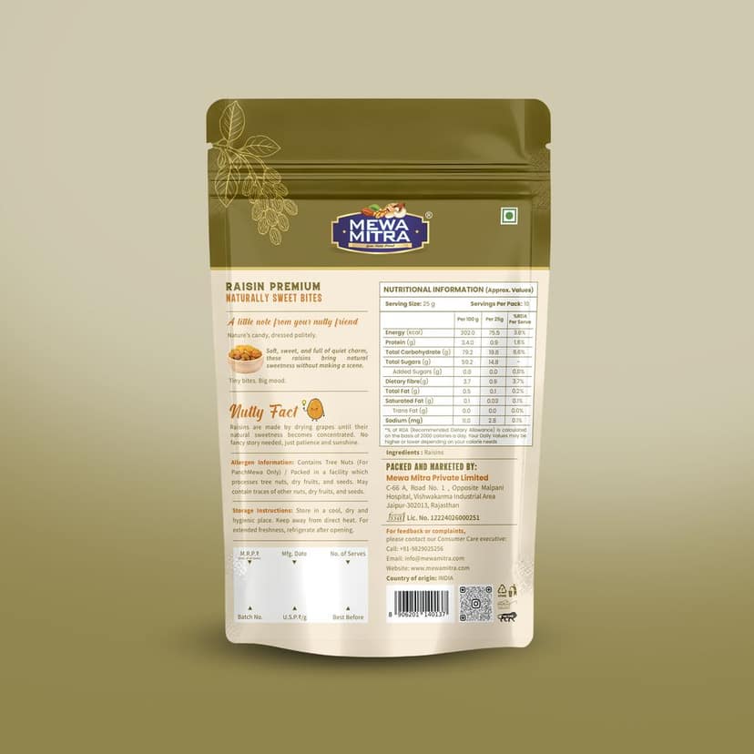 MewaMitra Premium Raisins 250g | Golden Kishmish | Naturally Sweet Dry Fruits view 2