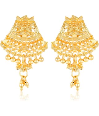 Vighnaharta Traditional wear Gold Plated Screw back alloy dangler studs Earring for Women and Girls [VFJ1636ERG ]