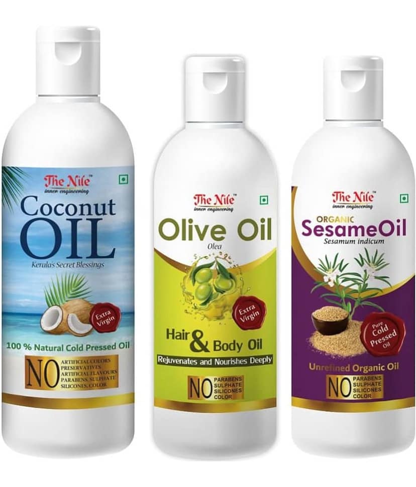 The Nile Coconut Oil 150 ML + Sesame Oil 100 ML + Olive Oil 100 ML 350 mL Pack of 3