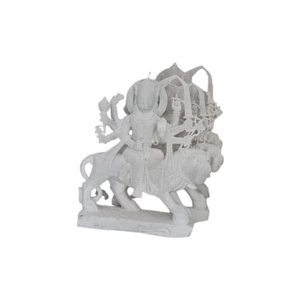 White Durga Marble Statue (1 Feet) view 2