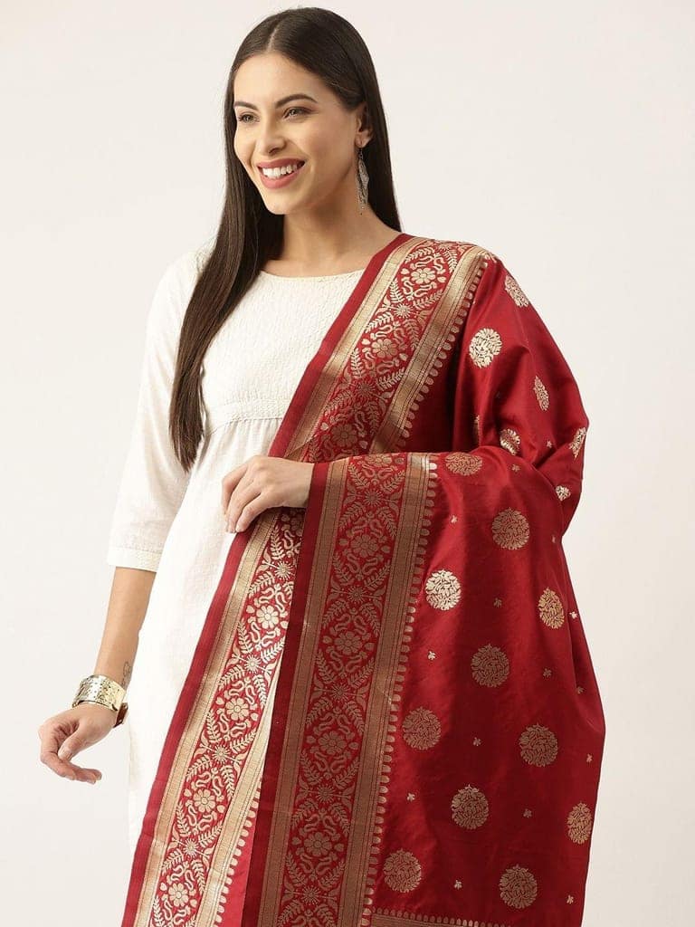 Women's Fancy Woven Banarasi Silk Dupatta view 2