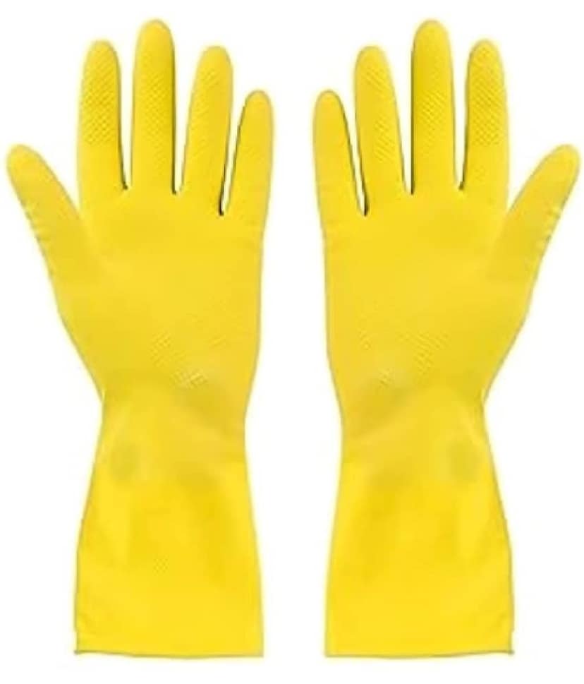 Reusable Natural Latex Rubber, Powder Free Dish Washing Cleaning Gloves ( 1 pair )