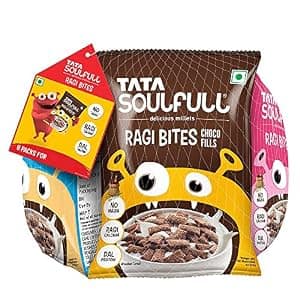 Tata Soulful Ragi Bites Combo Pack, Choco Fills, Vanilla Fills & Strawberry Fills, 168 g (28g x6)