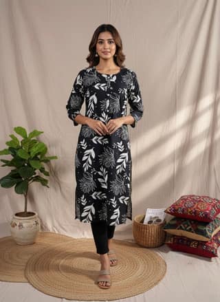 Glamvila Leaf Charm Kurti