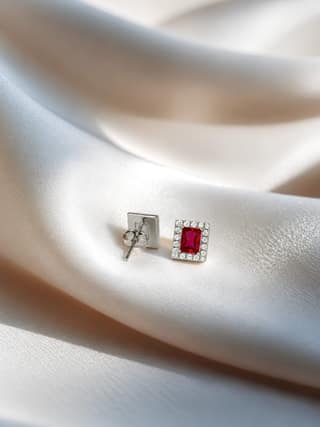 AXORA LIFE 925 Sterling Silver Ruby Pink Glow Stud Earrings