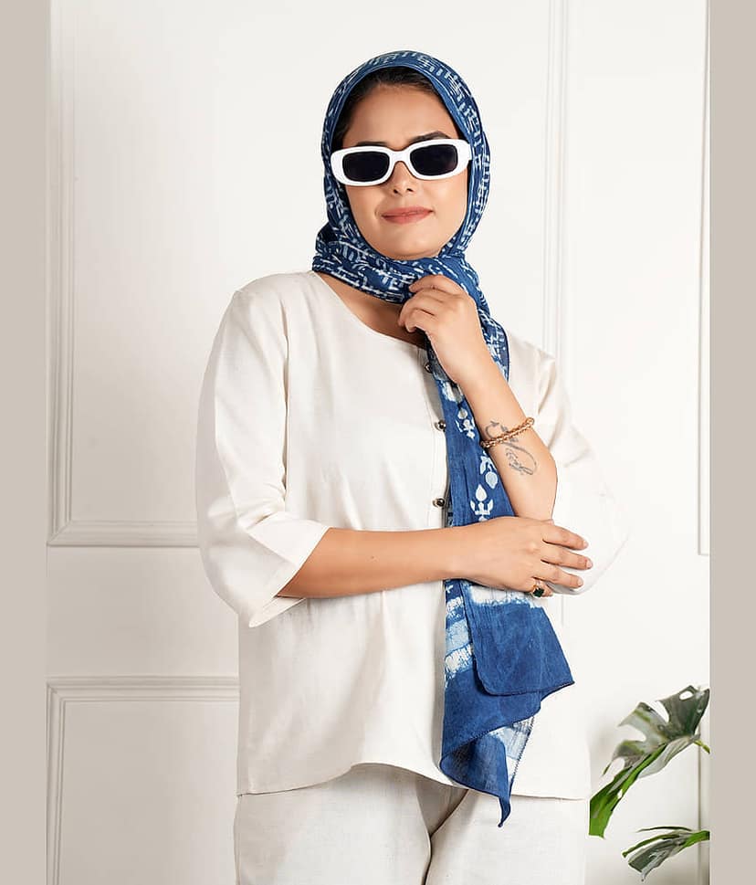 STYLE SHOES Blue Cotton Blend Women's Scarf ( Pack of 1 ) view 2
