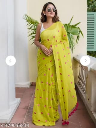 womens linen printed saree with unstitched blouse 5mtr light green pid62479