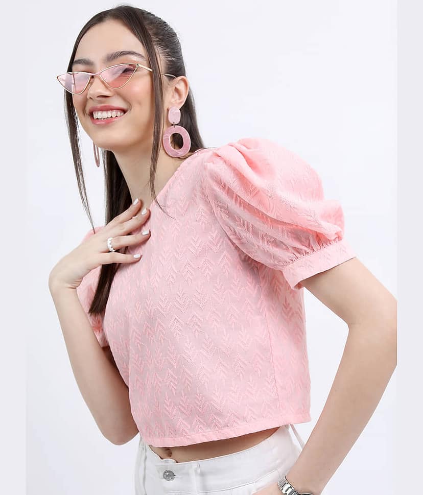 Vishudh Women's Cotton Blend Regular Top ( Pink ) view 6