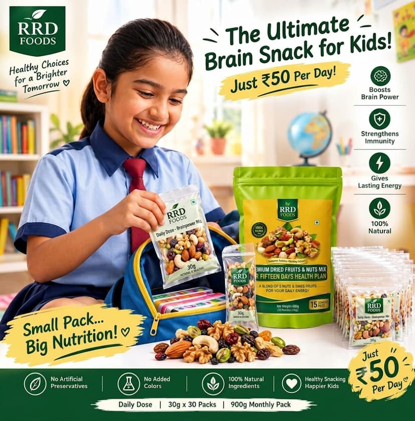 R R D Foods Dry Fruits Mix | Daily Portion Pack | Almonds, Cashews, Pistachios, Walnuts & Raisins | 30g x 15 Pouches | 450g view 4