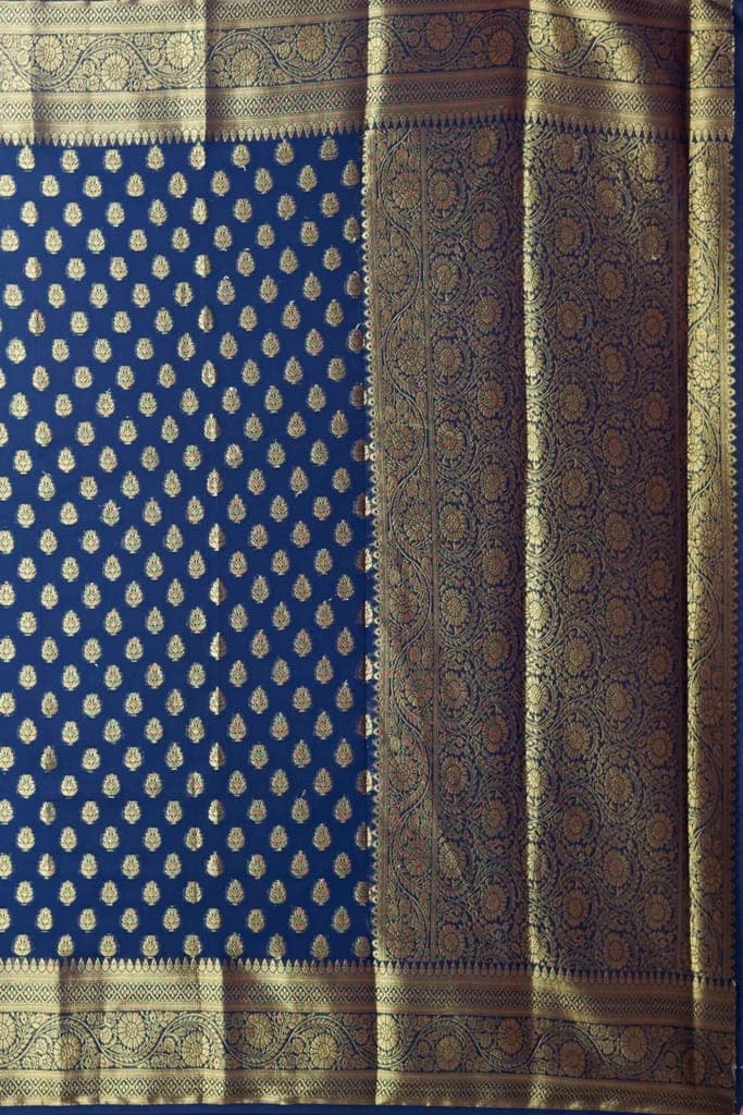 Khaddi Georgette Saree Navy Blue view 4