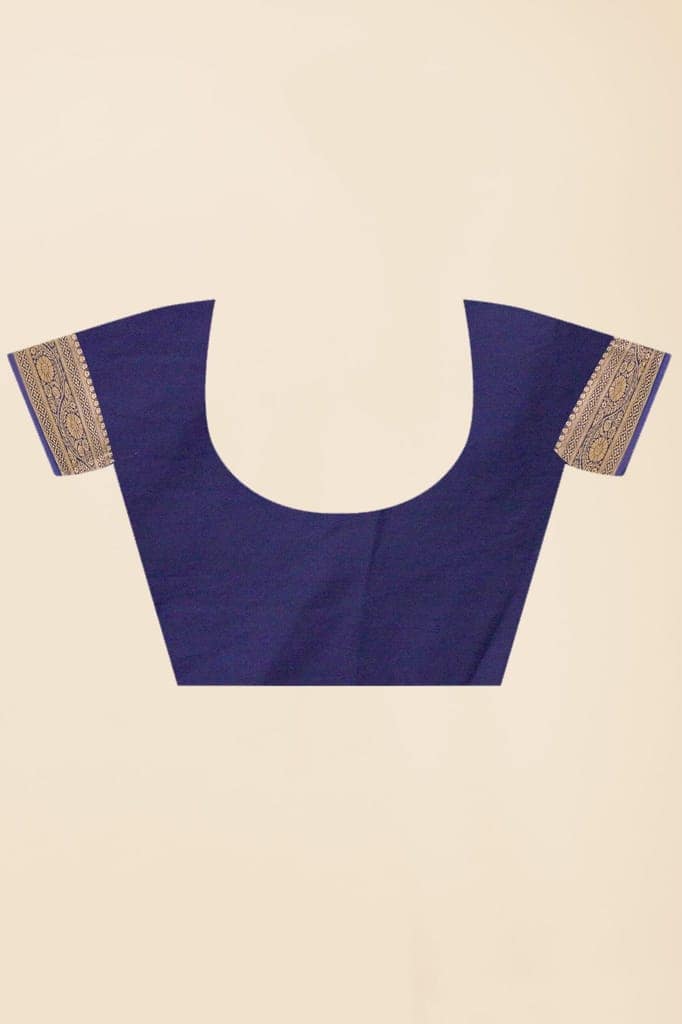 Khaddi Georgette Saree Navy Blue view 5
