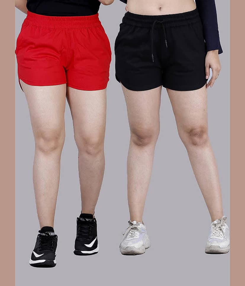 Scrott Fitness Cotton Hot Pants - Multi Color Pack of 2