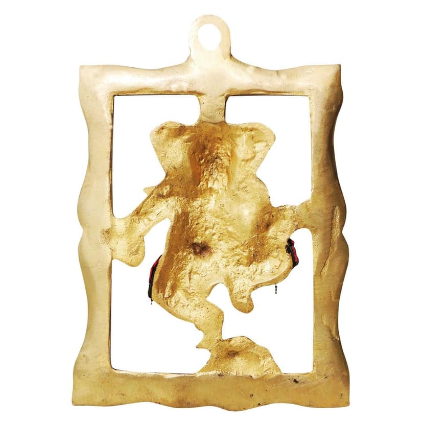 Brass Wall Hanging Showpiece Ganesh Statue With Coral Stone Finish (BSMAS838 A) view 3