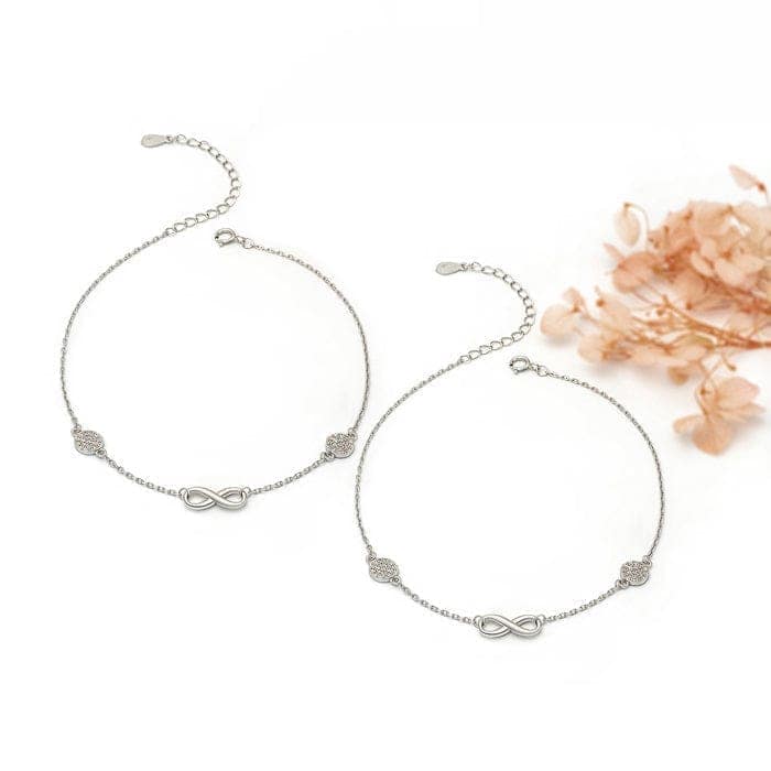 Silver Curved Infinity Pair of Anklets view 3