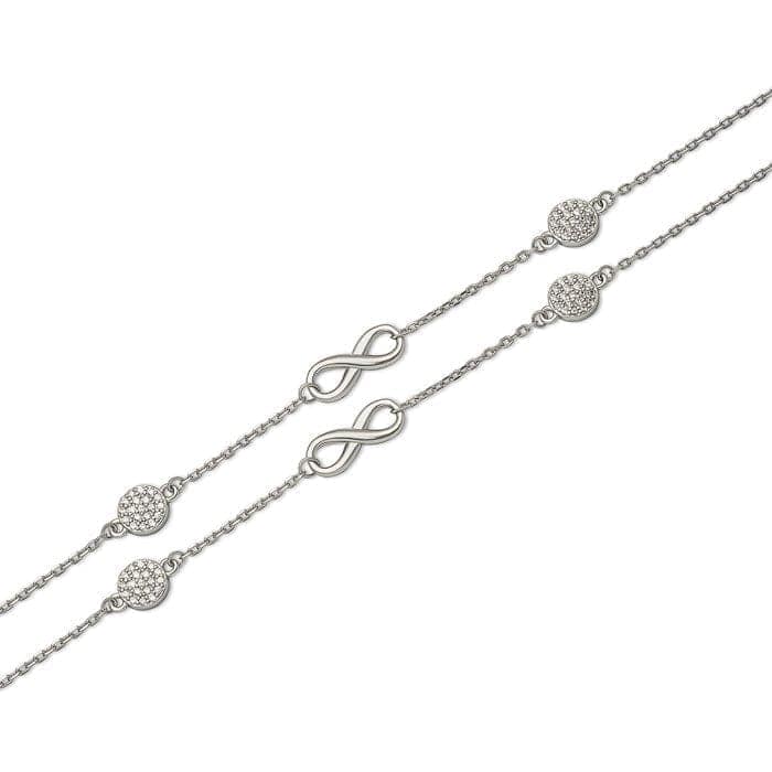 Silver Curved Infinity Pair of Anklets view 5