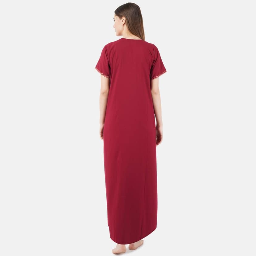 KOI SLEEPWEAR lissybissy Cotton Resham Embroidery Nighty Night Gown Maxi for Women A line view 9
