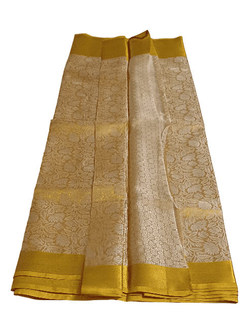 Golden Floral Saree with Contrasting Border view 2